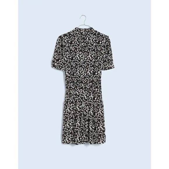 Madewell Floral Crepe Button Front Blouson Mini Shirtdress NWT Size 6 - Picture 3 of 9